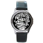 Cyber Punk Portrait Poster Illustration Round Metal Watch Front