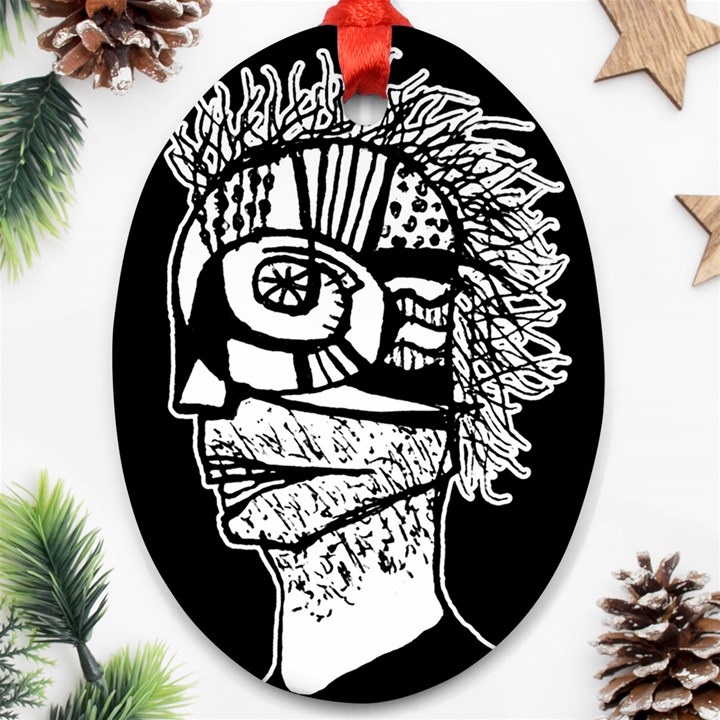 Cyber Punk Portrait Poster Illustration Ornament (Oval)