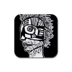 Cyber Punk Portrait Poster Illustration Rubber Square Coaster (4 Pack)  by dflcprintsclothing