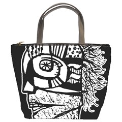 Cyber Punk Portrait Poster Illustration Bucket Bag by dflcprintsclothing