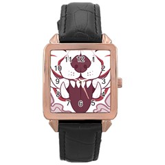 Kitsune Mask Rose Gold Leather Watch  by mindnmint