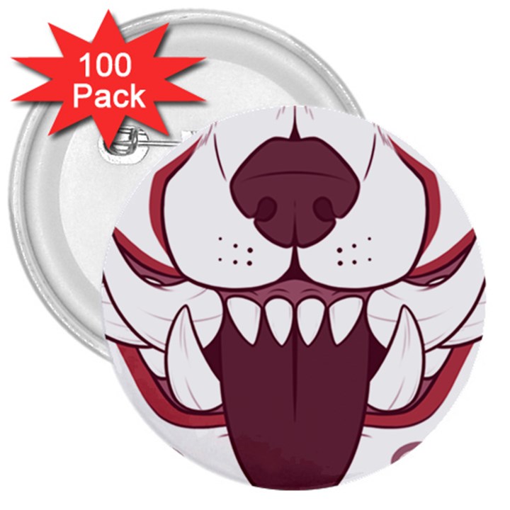 Kitsune Mask 3  Buttons (100 pack) 