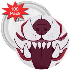 Kitsune Mask 3  Buttons (100 Pack)  by mindnmint