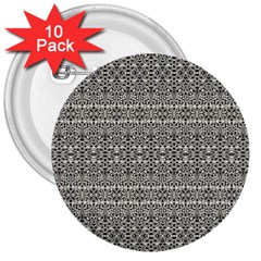 Abstract Silver Ornate Decorative Pattern 3  Buttons (10 Pack)  by dflcprintsclothing