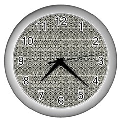 Abstract Silver Ornate Decorative Pattern Wall Clock (silver) by dflcprintsclothing