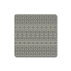 Abstract Silver Ornate Decorative Pattern Square Magnet