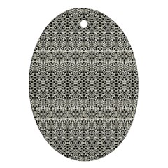 Abstract Silver Ornate Decorative Pattern Oval Ornament (two Sides) by dflcprintsclothing