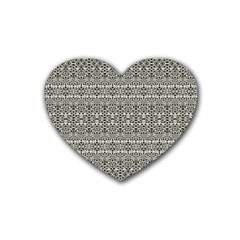 Abstract Silver Ornate Decorative Pattern Heart Coaster (4 Pack) 