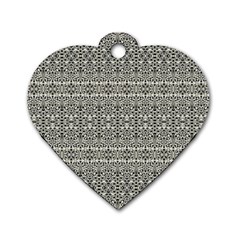 Abstract Silver Ornate Decorative Pattern Dog Tag Heart (one Side) by dflcprintsclothing