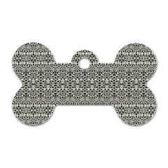 Abstract Silver Ornate Decorative Pattern Dog Tag Bone (two Sides) by dflcprintsclothing