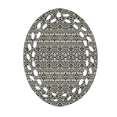 Abstract Silver Ornate Decorative Pattern Oval Filigree Ornament (two Sides) by dflcprintsclothing