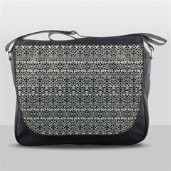 Abstract Silver Ornate Decorative Pattern Messenger Bag