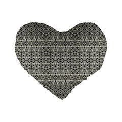 Abstract Silver Ornate Decorative Pattern Standard 16  Premium Heart Shape Cushions by dflcprintsclothing