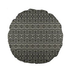 Abstract Silver Ornate Decorative Pattern Standard 15  Premium Flano Round Cushions by dflcprintsclothing