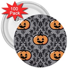 Pumpkin Pattern 3  Buttons (100 Pack)  by NerdySparkleGoth