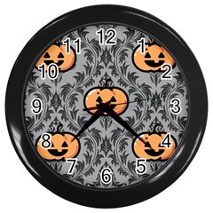 Pumpkin Pattern Wall Clock (black) by NerdySparkleGoth