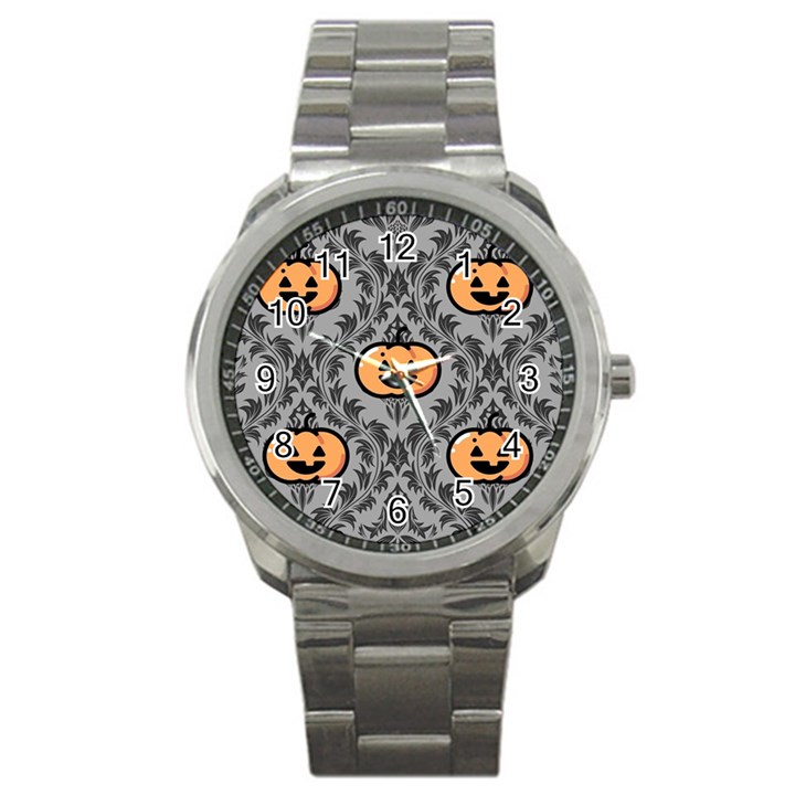 Pumpkin Pattern Sport Metal Watch