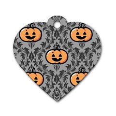 Pumpkin Pattern Dog Tag Heart (two Sides) by NerdySparkleGoth