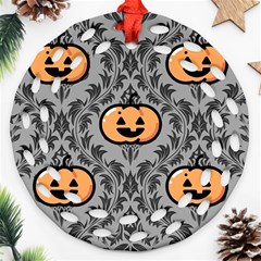 Pumpkin Pattern Ornament (round Filigree) by NerdySparkleGoth