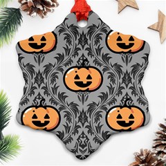 Pumpkin Pattern Snowflake Ornament (two Sides) by NerdySparkleGoth