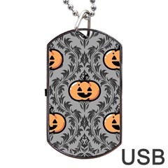 Pumpkin Pattern Dog Tag Usb Flash (two Sides) by NerdySparkleGoth