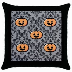 Pumpkin Pattern Throw Pillow Case (black) by NerdySparkleGoth