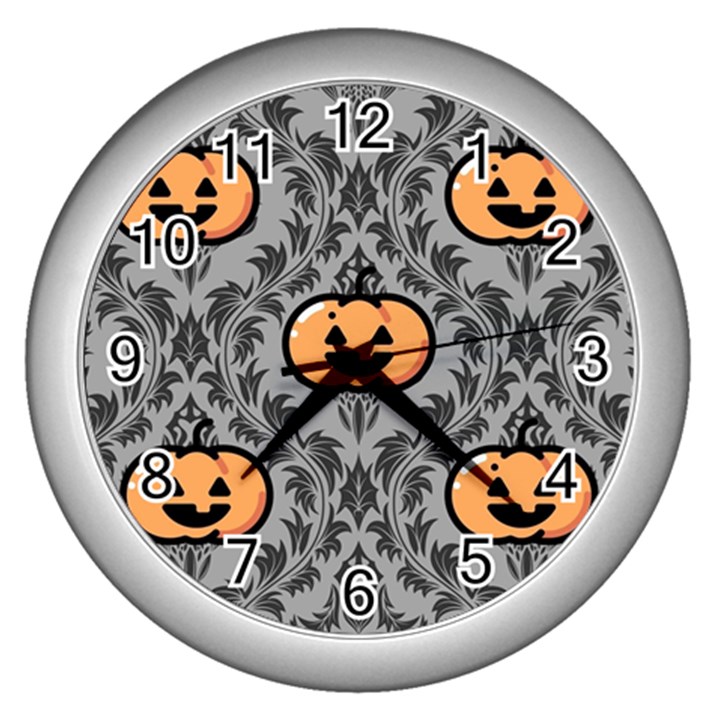 Pumpkin Pattern Wall Clock (Silver)