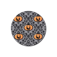 Pumpkin Pattern Rubber Coaster (round)  by NerdySparkleGoth