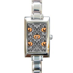 Pumpkin Pattern Rectangle Italian Charm Watch by NerdySparkleGoth