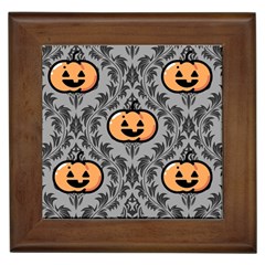 Pumpkin Pattern Framed Tile by NerdySparkleGoth