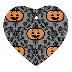 Pumpkin Pattern Heart Ornament (two Sides) by NerdySparkleGoth