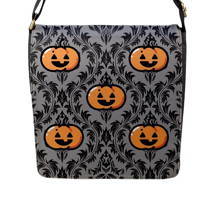 Pumpkin Pattern Flap Closure Messenger Bag (L)