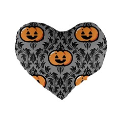 Pumpkin Pattern Standard 16  Premium Heart Shape Cushions by NerdySparkleGoth