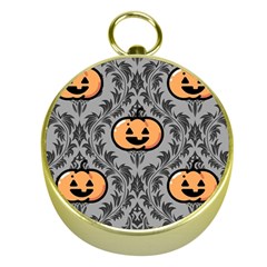 Pumpkin Pattern Gold Compasses by NerdySparkleGoth