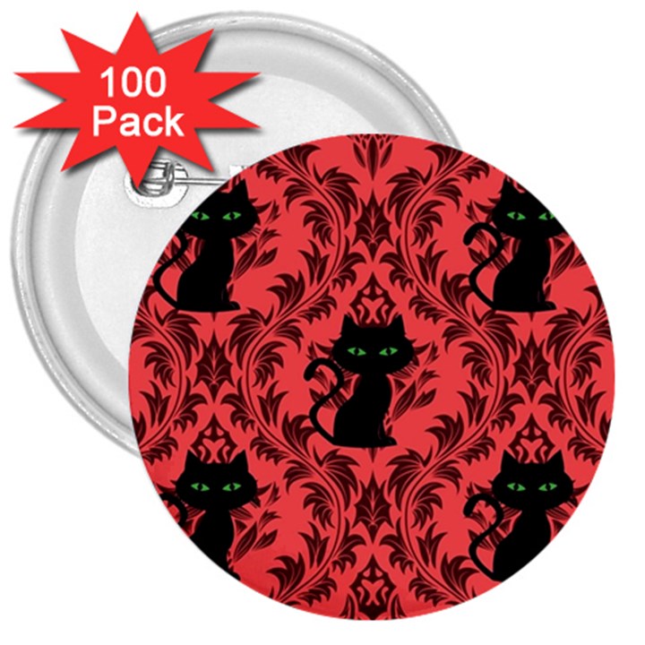 Cat Pattern 3  Buttons (100 pack) 