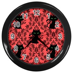 Cat Pattern Wall Clock (black) by NerdySparkleGoth