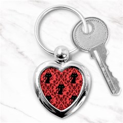 Cat Pattern Key Chain (heart) by NerdySparkleGoth