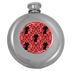 Cat Pattern Round Hip Flask (5 Oz) by NerdySparkleGoth