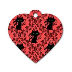 Cat Pattern Dog Tag Heart (one Side) by NerdySparkleGoth