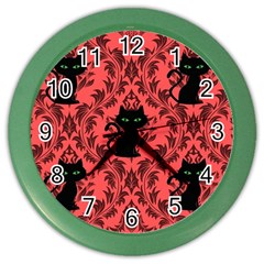 Cat Pattern Color Wall Clock by NerdySparkleGoth