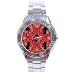 Cat Pattern Stainless Steel Analogue Watch Front