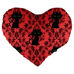 Cat Pattern Large 19  Premium Flano Heart Shape Cushions by NerdySparkleGoth