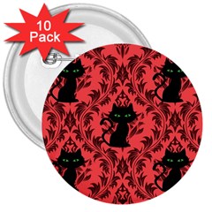 Cat Pattern 3  Buttons (10 Pack)  by NerdySparkleGoth