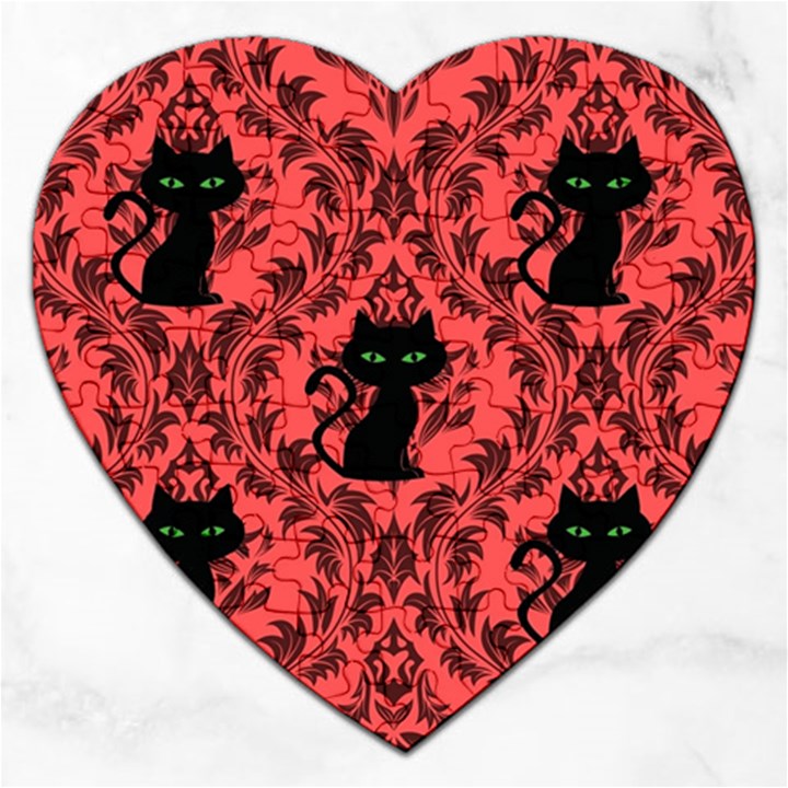 Cat Pattern Jigsaw Puzzle (Heart)