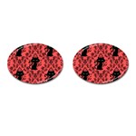 Cat Pattern Cufflinks (Oval) Front(Pair)