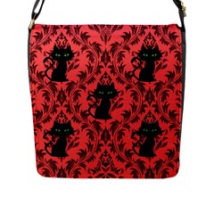 Cat Pattern Flap Closure Messenger Bag (l) by NerdySparkleGoth