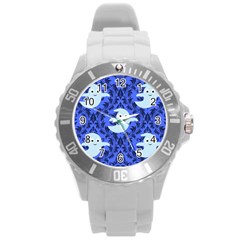 Ghost Pattern Round Plastic Sport Watch (l) by NerdySparkleGoth