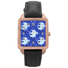 Ghost Pattern Rose Gold Leather Watch  by NerdySparkleGoth