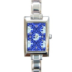 Ghost Pattern Rectangle Italian Charm Watch by NerdySparkleGoth