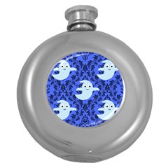 Ghost Pattern Round Hip Flask (5 Oz) by NerdySparkleGoth